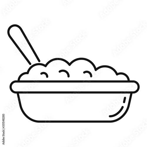 Bowl oatmeal icon. Outline bowl oatmeal vector icon for web design isolated on white background