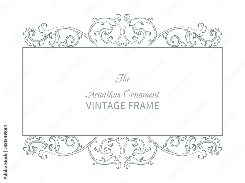 Antique frame in style baroque of acanthus leaves. Monogram floral ornament Antique frame in style baroque of acanthus leaves. Monogram floral ornament
