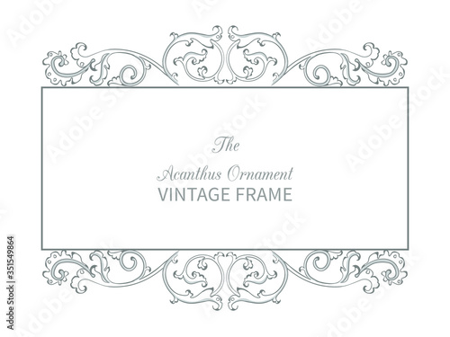 Antique frame in style baroque of acanthus leaves. Monogram floral ornament