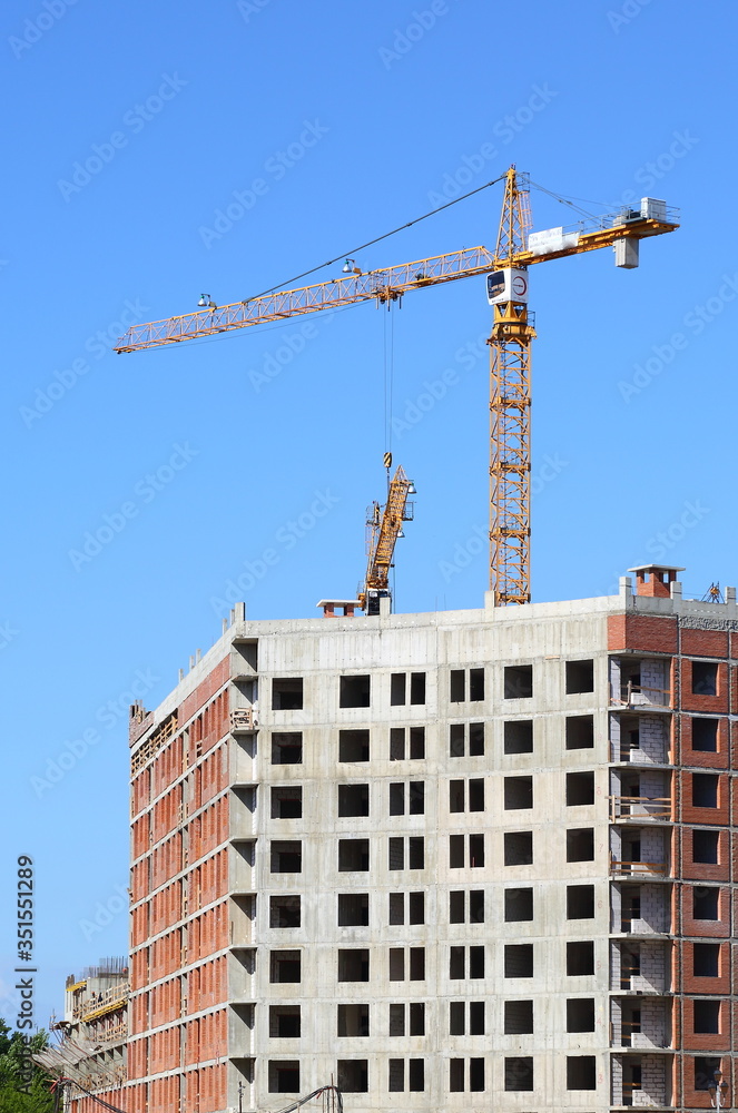 The construction of the apartment building, naberegnaya reki Smolenki, St. Petersburg, Russia July 2017 The construction of the apartment building, naberegnaya reki Smolenki, St. Petersburg, Russia July 2017