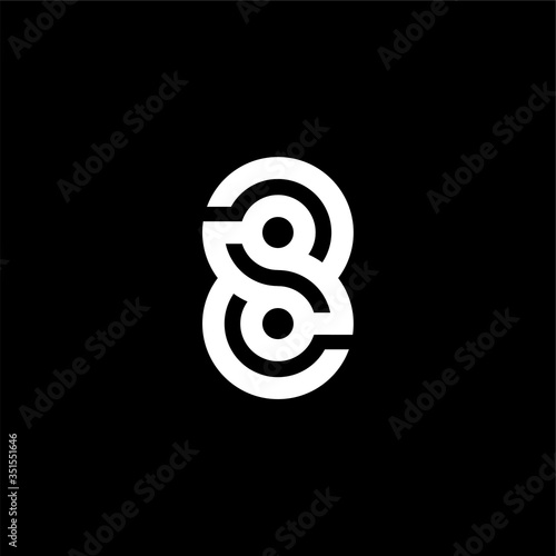 Vector Double Line Alternative Logo Number 8