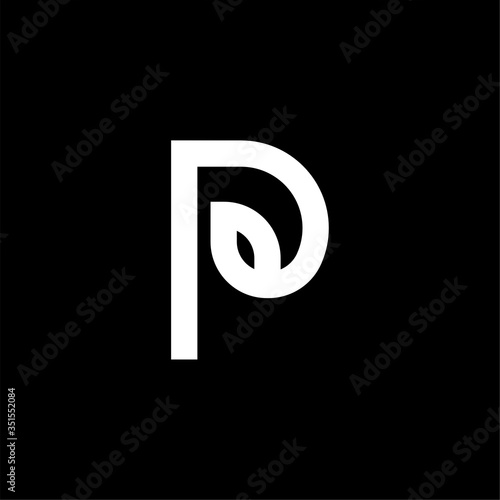 Vector Geometric Leaf Letter Design P
