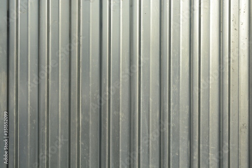 corrugated iron of aluminum on a facade