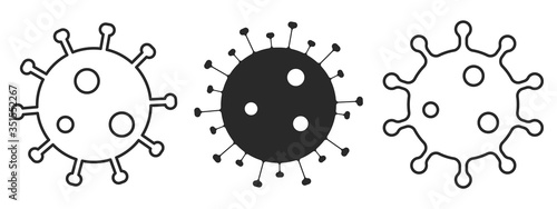 Set of vector virus icons isolated on white background.