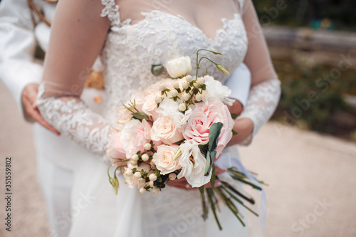 Wedding floristics in the form of a bouquet