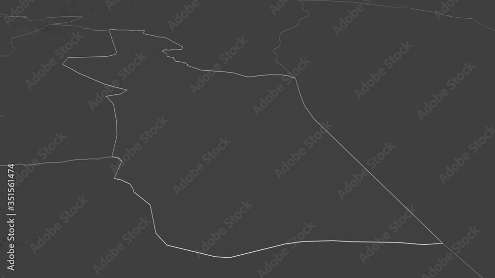 East Darfur, state with its capital, zoomed and extruded on the bilevel map of Sudan in the conformal Stereographic projection. Animation 3D East Darfur, state with its capital, zoomed and extruded on the bilevel map of Sudan in the conformal Stereographic projection. Animation 3D