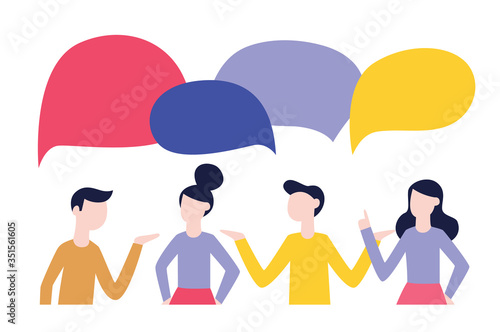People communication concept, dialog with bubble and discussion on internet with idea and chat.
