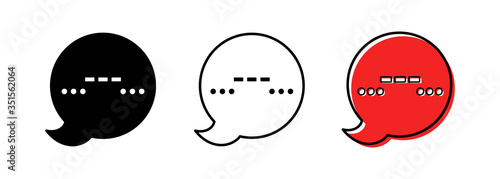 Sos icon. Talking bubble  with a symbol. Morse code - three dots, three dash three dots - sos. Vector illustration.
