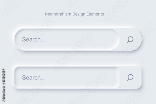 Set of Search bar form templates of neomorphic interface
