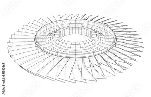 Turbine wheel concept outline. Vector
