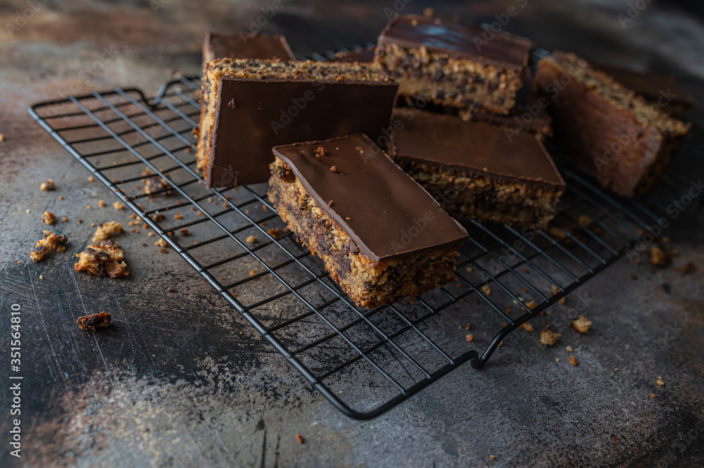 Homemade chocolate cakes on dark background Homemade chocolate cakes on dark background