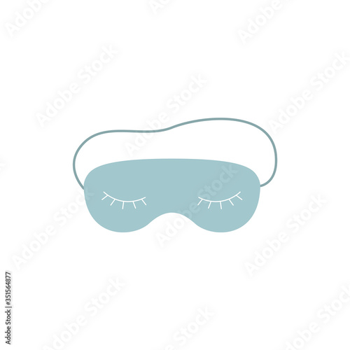 Cute blue sleeping mask with closed eyes and eyelashes.