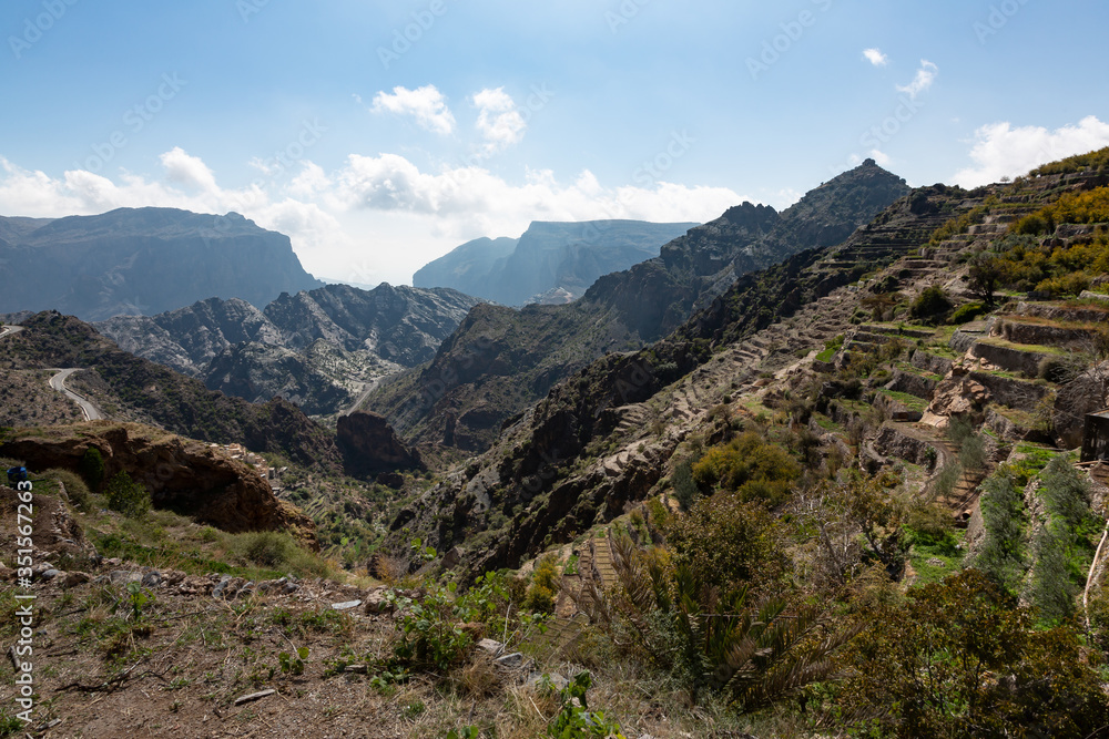 Terraced fields at flank of Jabal Akhdar, Oman