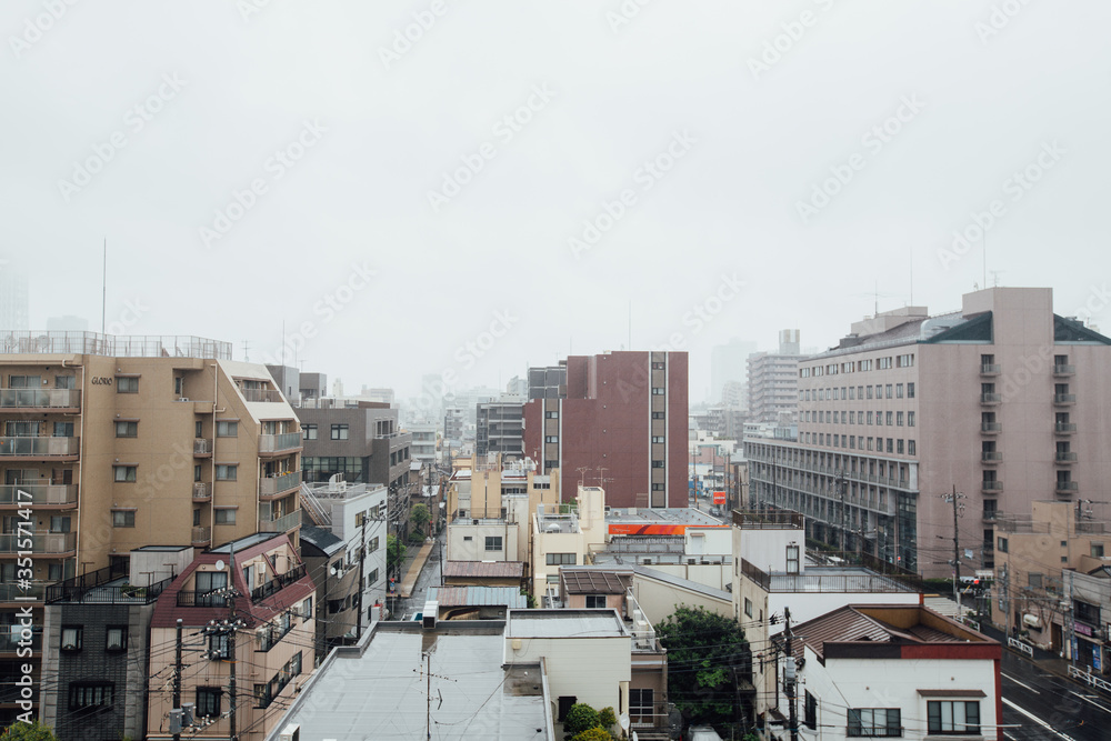 Fototapeta premium Many buildings in Japan and the sky after the rain