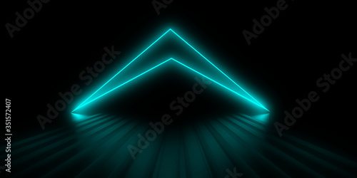 3D abstract background with neon lights. checkmark concept . 3d illustration