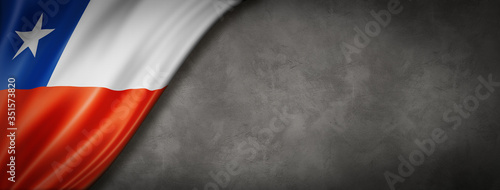 Chilean flag on concrete wall banner photo