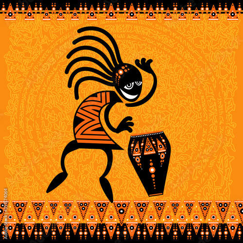 Tribal art - A dancing figure with drum photo