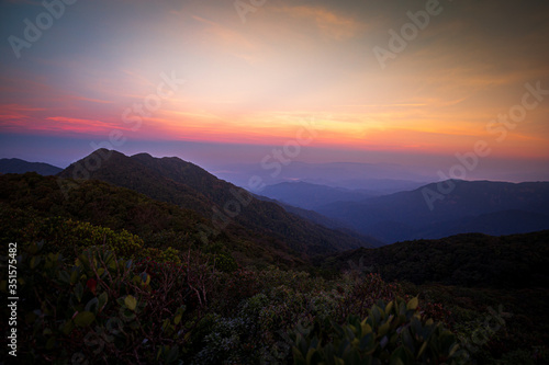 Amazing morning shadows and mountains in Asia