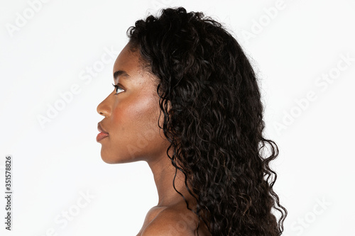 Beautiful black woman in a profile shot