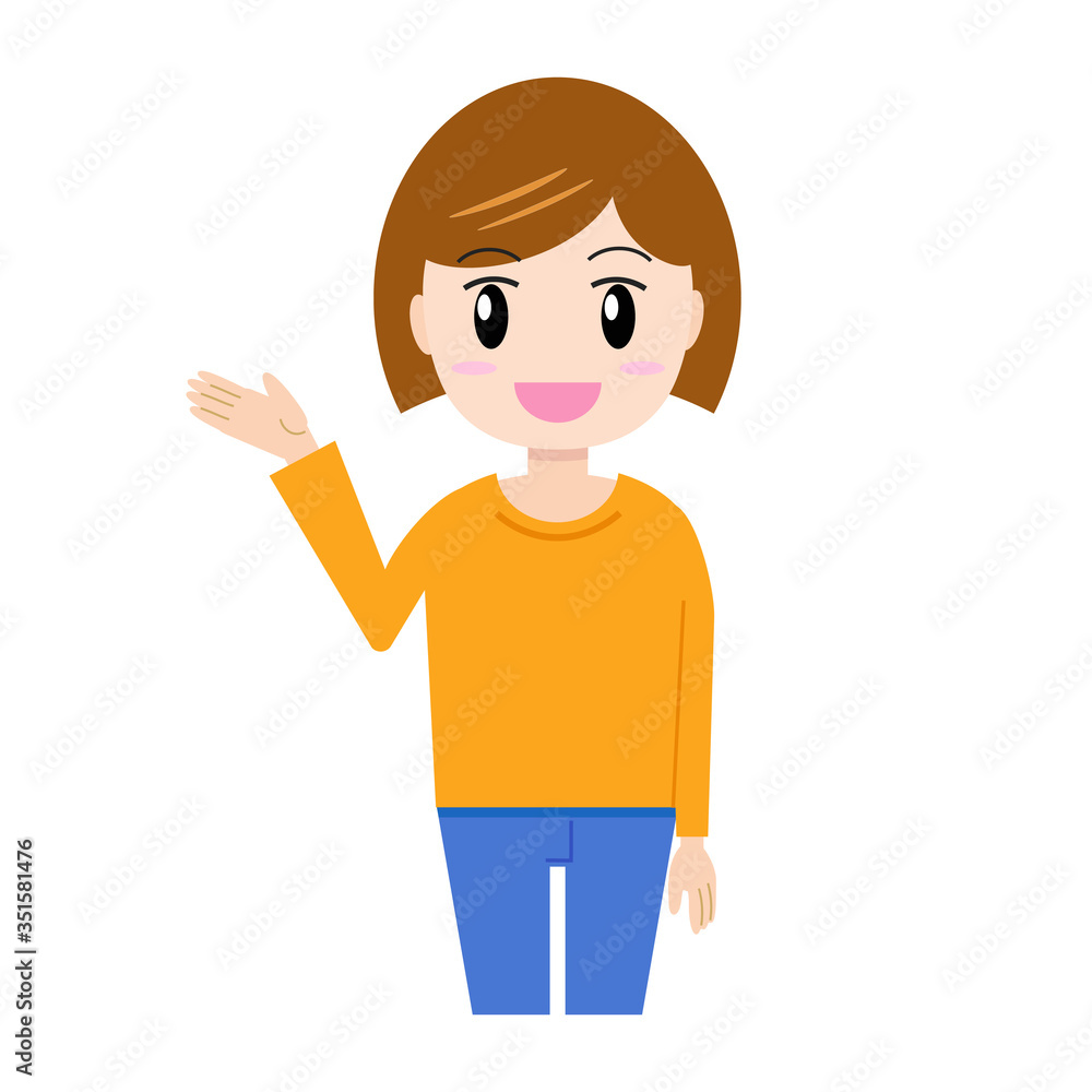 解説する女性 3
