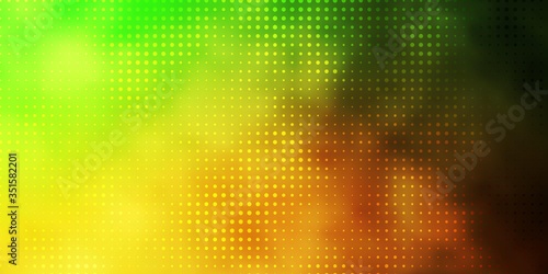 Dark Green, Yellow vector background with spots. Abstract decorative design in gradient style with bubbles. Pattern for business ads.