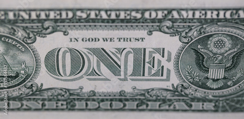Closeup of back side of 1 dollar bill
