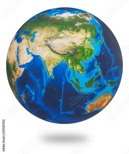Fototapeta Naklejka Na Ścianę i Meble -  Asia, one of the Earths continent. Earth isolated on white background. Earth planet globe. 