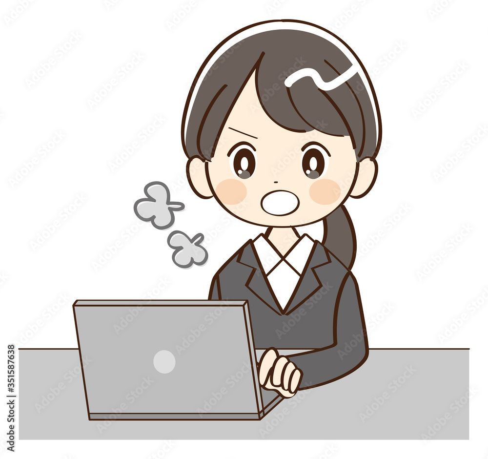 女性、スーツ、事務、怒る 女性、スーツ、事務、怒る