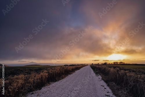 Sunset view at White Path in Hokkaido  Japan