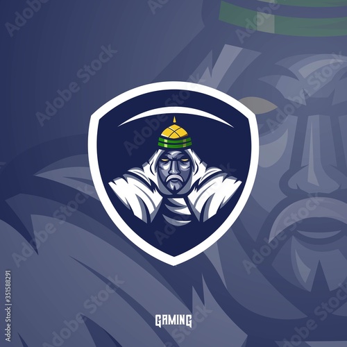 Sultan mascot logo design vector with modern illustration concept style for badge, emblem and t shirt printing. Arabian king illustration for sport and e-sport team.