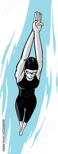 Female Athlete Swimming Underwater Pool