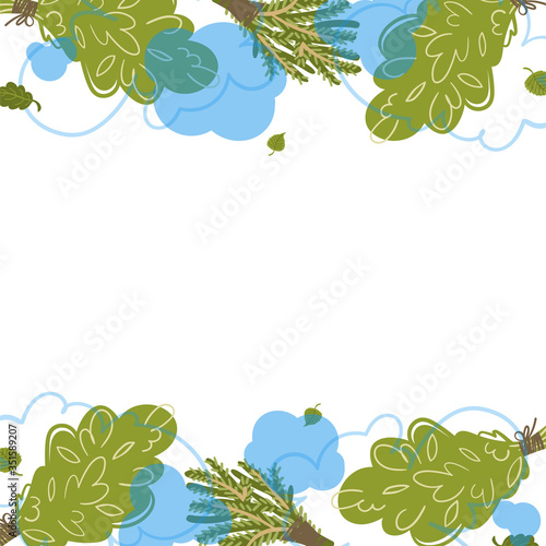 Frame with attributes and detals for sauna bath. Vector illustration.