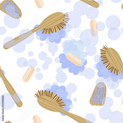 Seamless pattern with attributes and detals for sauna bath. Vector illustration.