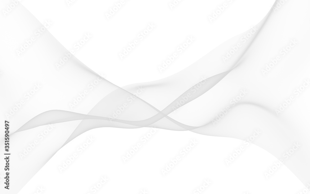 Obraz premium White abstract background. Fluttering white scarf. Waving on wind white fabric. 3D illustration