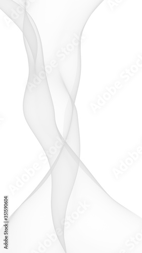 White abstract background. Fluttering white scarf. Waving on wind white fubric. 3D illustration