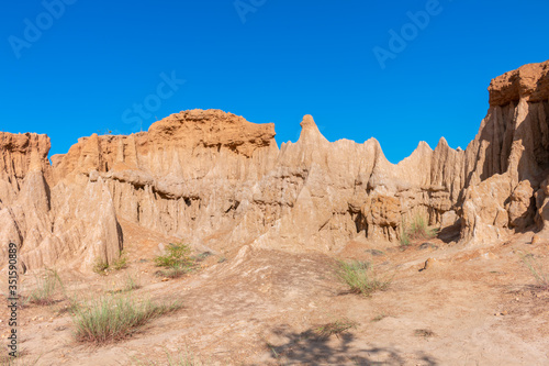 Sao Din Na Noi,soil textures eroded sandstone pillars, columns and cliffs, Nan Province,Thailand   © rbk365