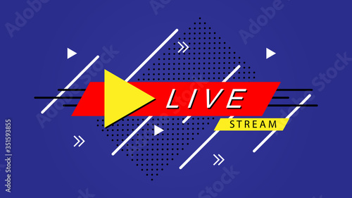 Live streaming logo banner - vector design.button icon live streaming design . background for blog, player, broadcast, website, online radio, media labels, logo. Live stream banner