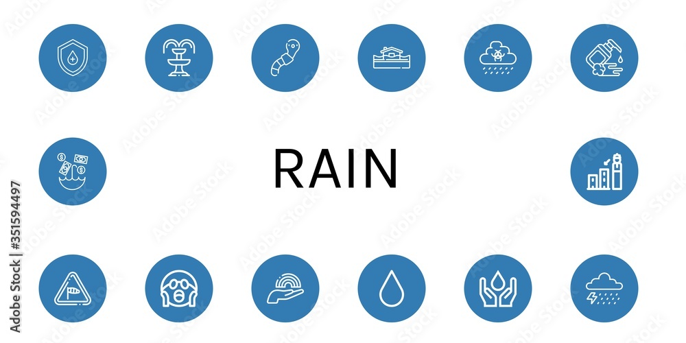 rain simple icons set rain simple icons set