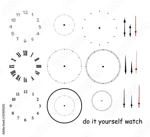 Blank clock face with hour, minute and second hands isolated on white background. Just set your own time