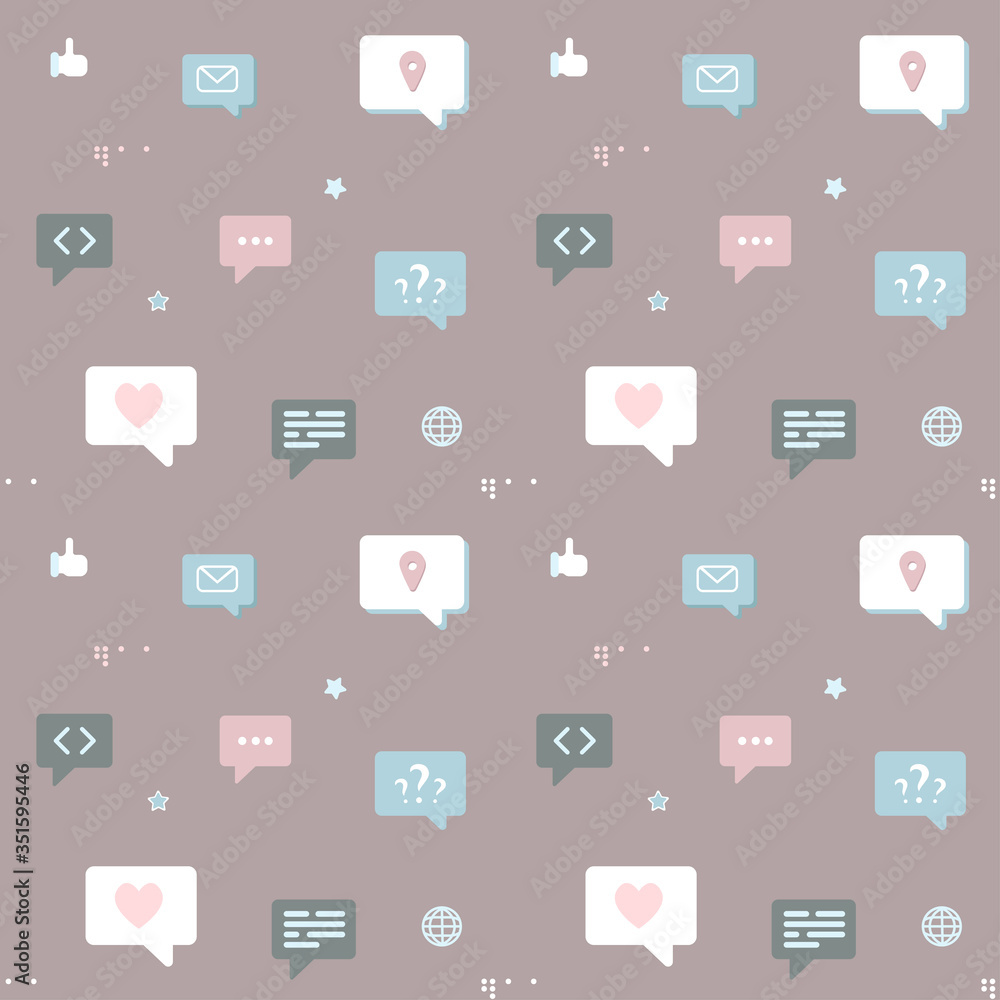 Vector wallpaper or seamless pattern. Dialogue, communication, conversation, message, web design. Gentle colors. Vector wallpaper or seamless pattern. Dialogue, communication, conversation, message, web design. Gentle colors.