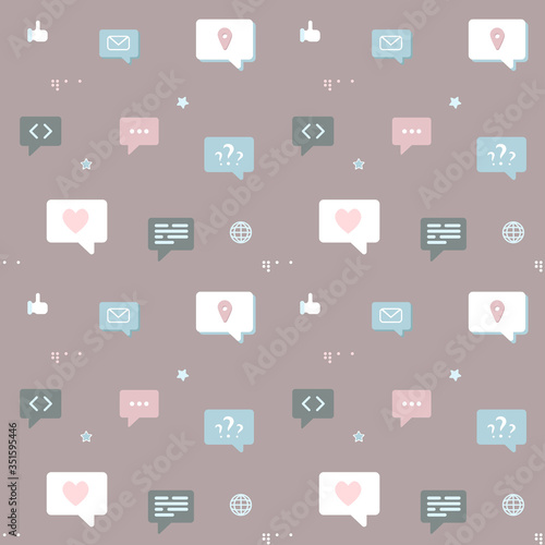 Vector wallpaper or seamless pattern. Dialogue, communication, conversation, message, web design. Gentle colors.