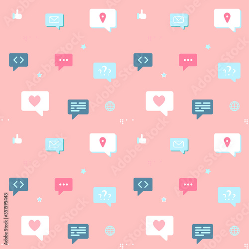Vector wallpaper or seamless pattern. Dialogue, communication, conversation, message, web design. Gentle colors.