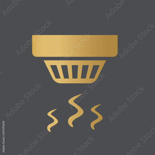 golden smoke sensor icon- vector illustration