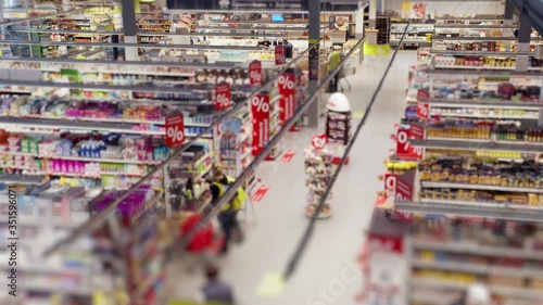 People shop at timelapse supermarket