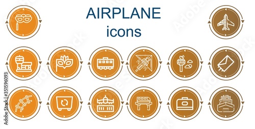 Editable 14 airplane icons for web and mobile