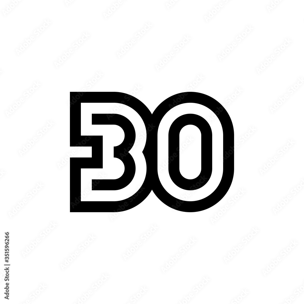 Number 30 vector icon design Number 30 vector icon design