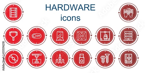 Editable 14 hardware icons for web and mobile