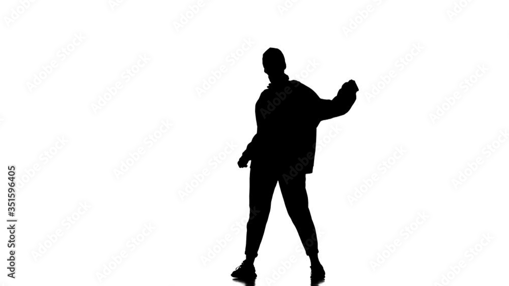 black silhouette on a white background, young beautiful girl dancer dancing hiphop, contemporary, modern street dance black silhouette on a white background, young beautiful girl dancer dancing hiphop, contemporary, modern street dance