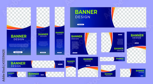 set of abstract web banners of standard size with a place for photos. Vertical, horizontal and square template. vector illustration EPS 10
