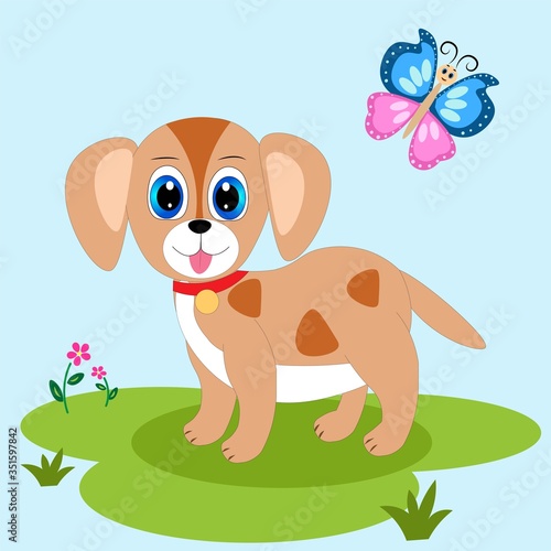 pet dog illustration vector  cartoon character 
